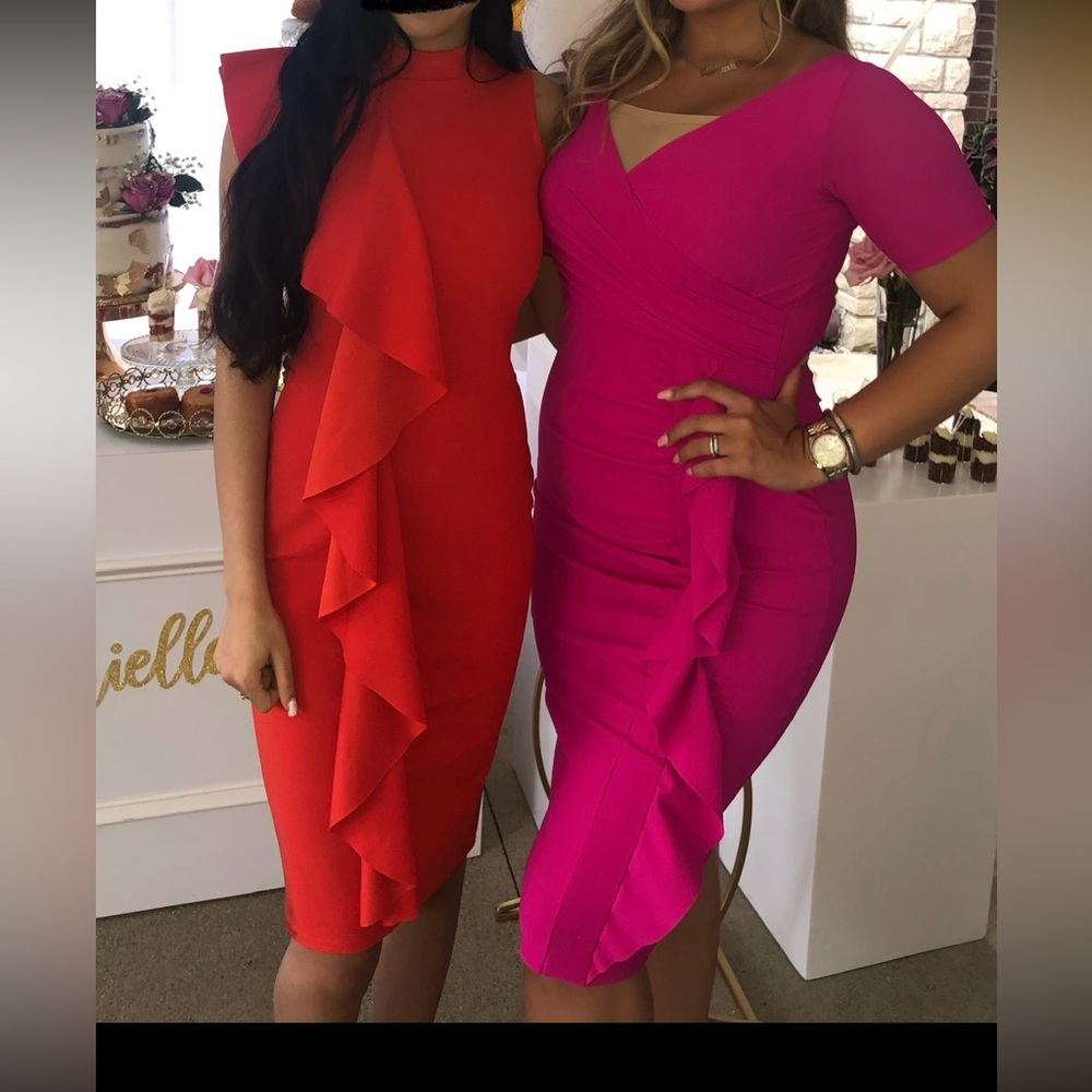 selling the red left dress